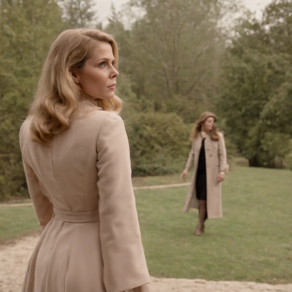 Elizabeth Montgomery as Samantha Stephen with Elizabeth Montgomery Serina, full body from behind