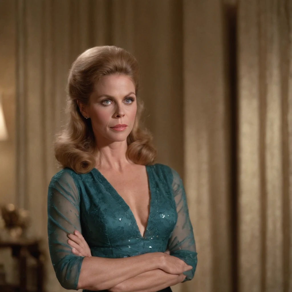 Elizabeth Montgomery as Samantha Stephen, deep cleavage, full body
