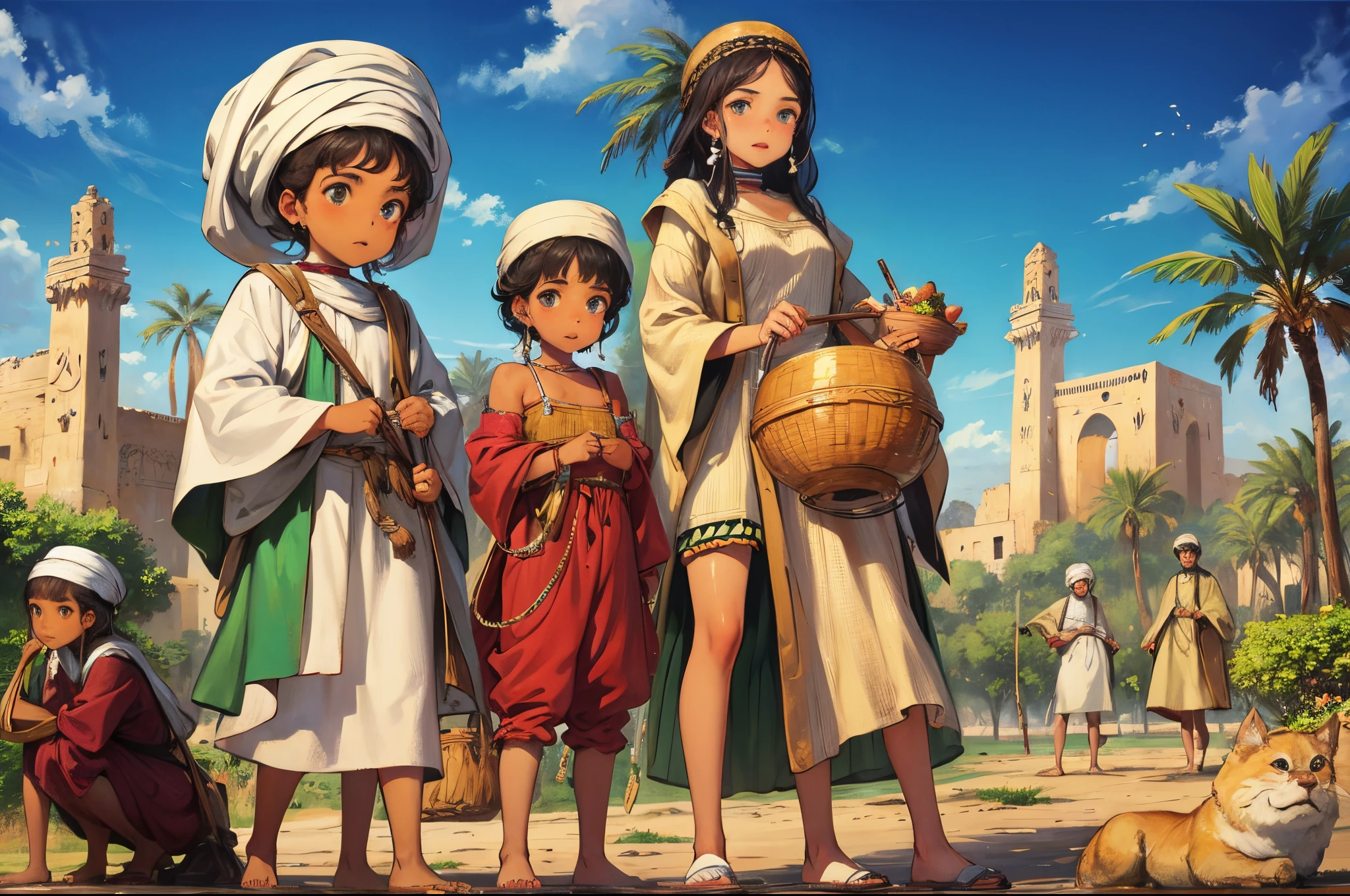A picture of ancient Moroccan residents with large Algerian slaves