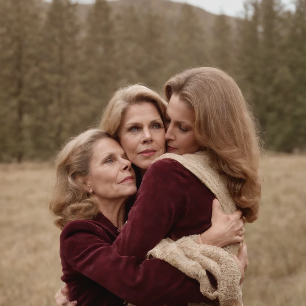 Elizabeth Montgomery as Samantha Stephen hugging and making out with Elizabeth Montgomery Serina, full body