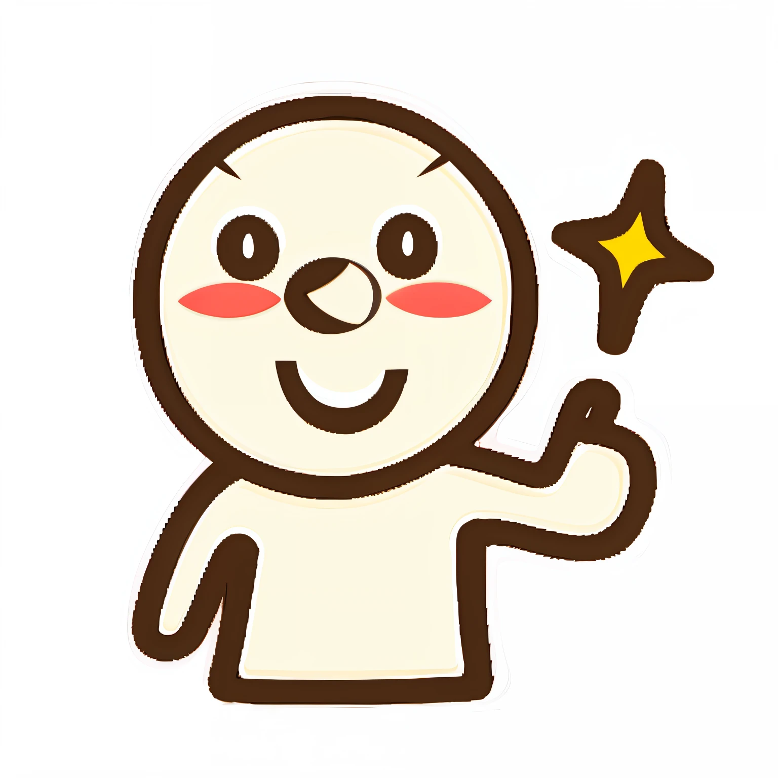 Cartoon character likes hand with round face, grin face, ( shy smiling face ), The look of happiness, Have a small nose, grin face, cute character, stickfigure, Smiling faces, slight smile expression