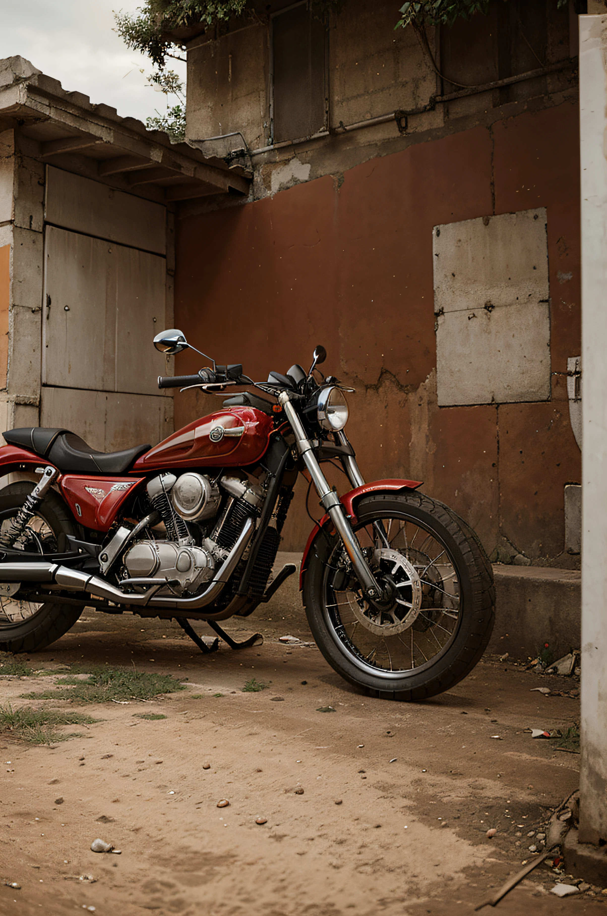 carro vermelho ao lado de moto vermelha