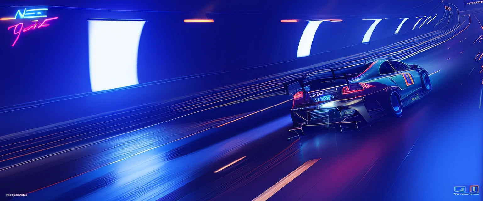 There is a car traveling on the track in the tunnel, Car headlight flashing neon light, automotive photography, car moving fast, emphasis lighting : : Peugeot Agate, Night darkness with neon colors, neon ambient lighting, need for speed, vehicle photography, motorsports photography, Rapidly, Cinema lenses!, Mechanical features and neon lights, neon motion, automotive photography
