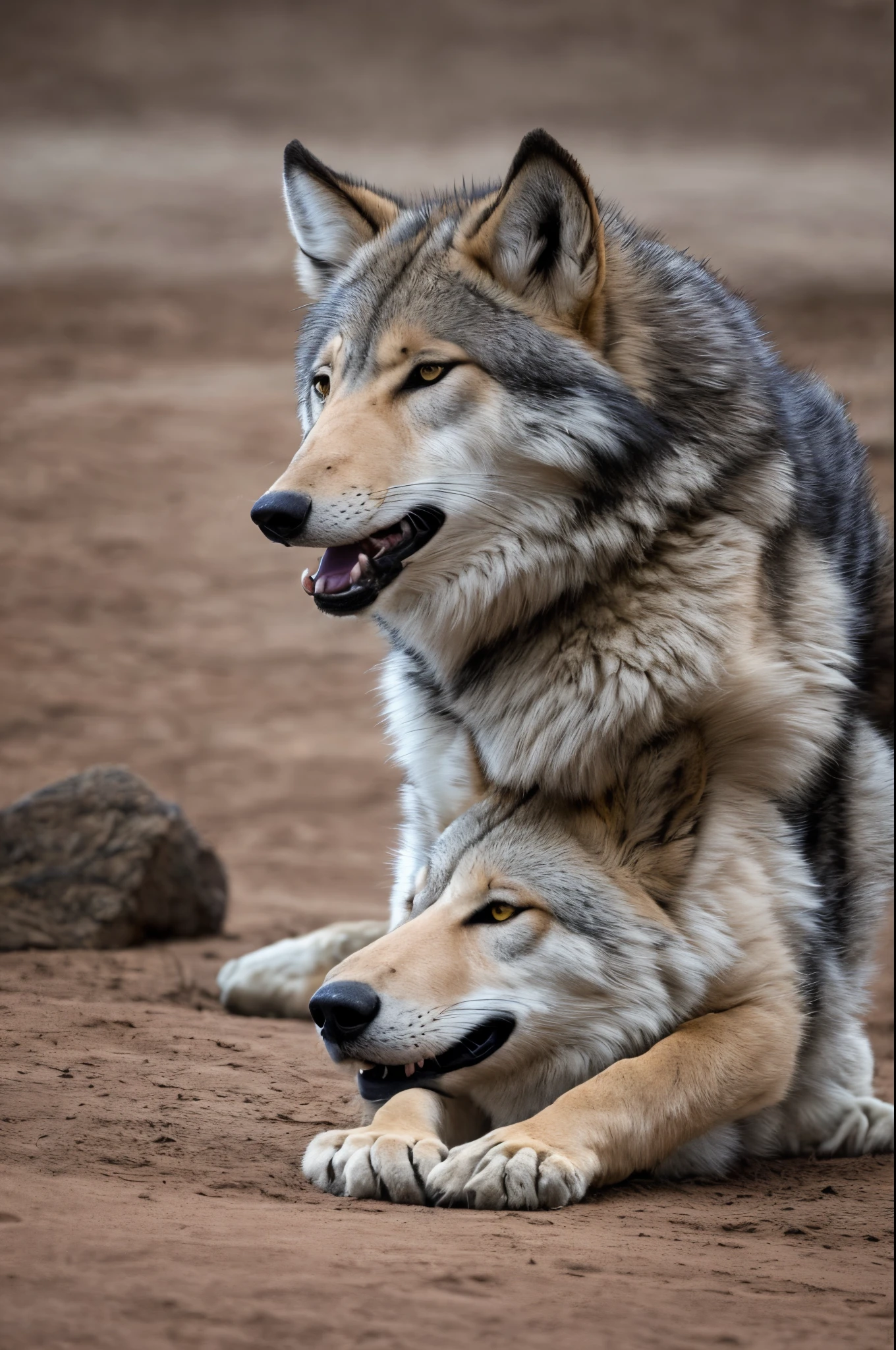 Quadra de basquete que tem um lobo como simbolo
