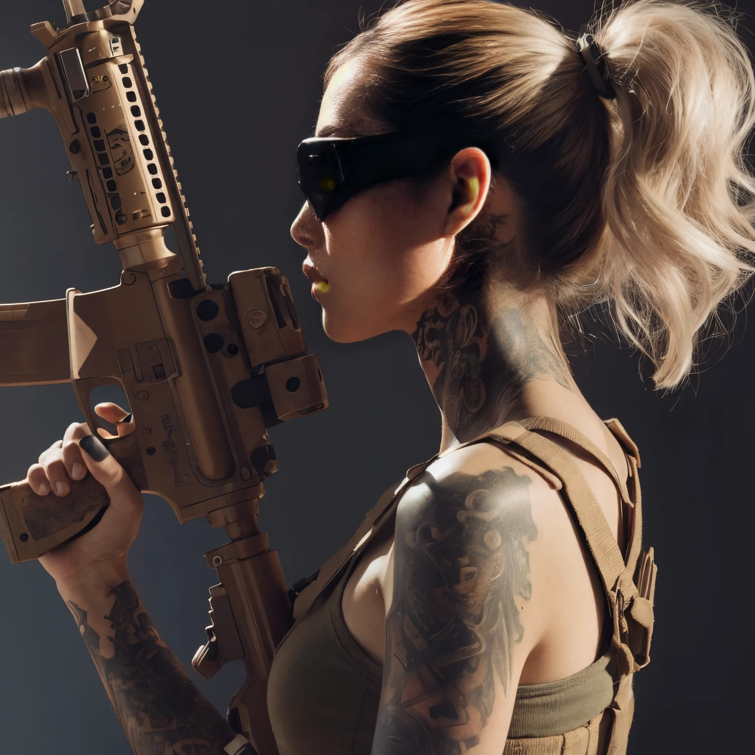 Realistic skin textures、realistic automatic rifle、The tattoo