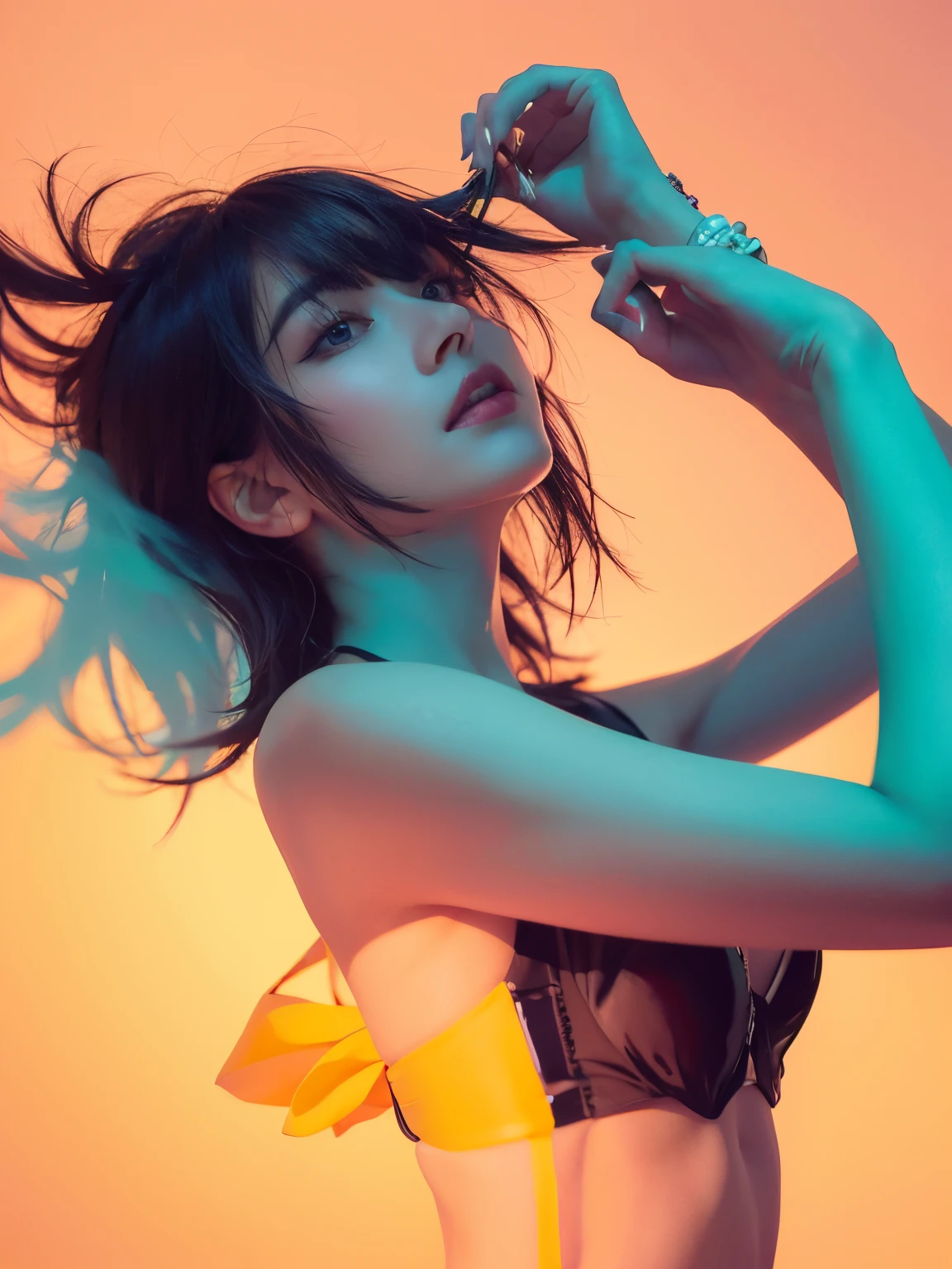 Jackie chan,Shoko Nakagawa,Smile,{{Best Quality}}, {{super detailed}},One girl,Downturned eyes,G Cup Breasts,drooping eyes ,Cute girl with black bob cut hairstyle and white marble glowing skin,,Cute Girl,Oval face shape ,slender,The whole body got wet,Hair got wet,bloodshot eyes,a sultry,Detailed portrait of the perfect lovely girl, slim, Face , Futuristic , Teen, kwak ji young, Dreamy, Black eyes, Cinematic lighting, Innocent, Highly detailed, Sharp Focus, Smooth, art stations, Convoluted,Ballet dancer ,awardwinning, Pure aura, Anime, Highly detailed CG Unity 8k wallpaper of girl with perfect symmetrical confident face with black mid-cut hairstyle and blushing cheeks , taken by Canon EOS, Sigma Art Lens 28mm f4, ISO 200 Shutter Speed 2000