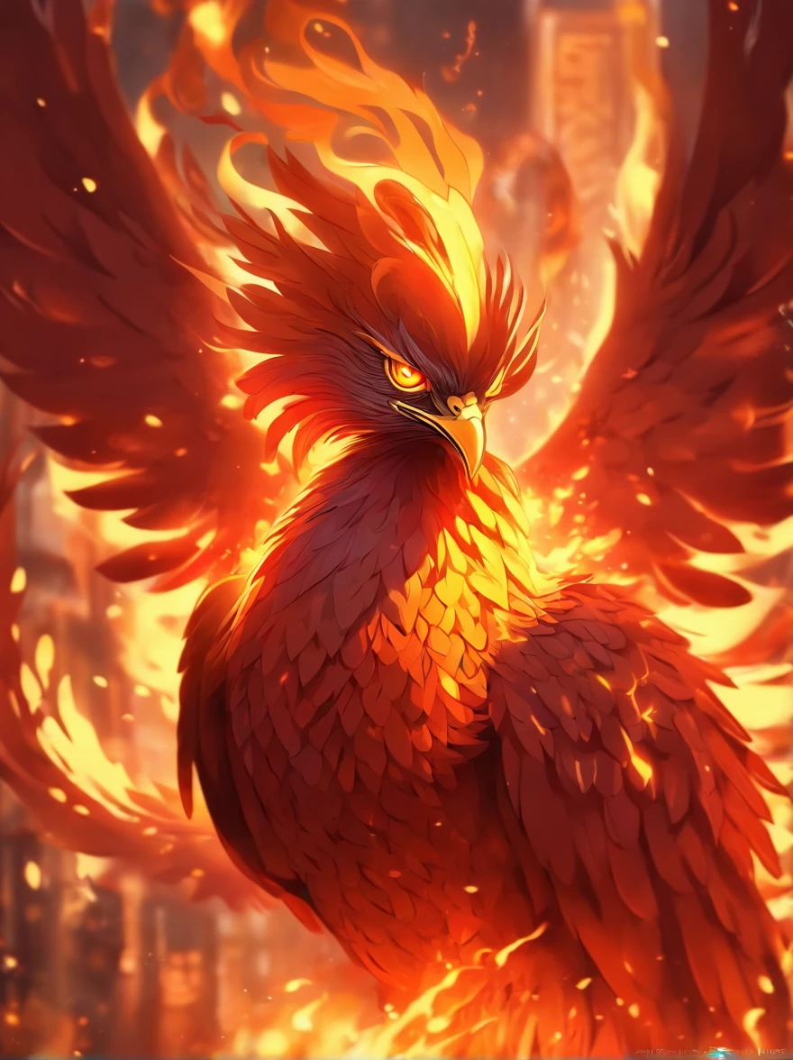 [Fire Phoenix]，raging fire ；Circular composition；Flowers，Traditional pattern；Heraldic silhouette, Logo mask style illustration,Phoenix full body close-up，fire and flames, Wings burning with golden flames,eyes become weak，fire in eyes。 With fiery golden wings, Epic fantasy art style, artistic conception | Art germ, Chinese Phoenix, Very detailed ArtGerm, epic fantasy digital art style, mythological beasts, Elementalist full painting, epic beautiful art