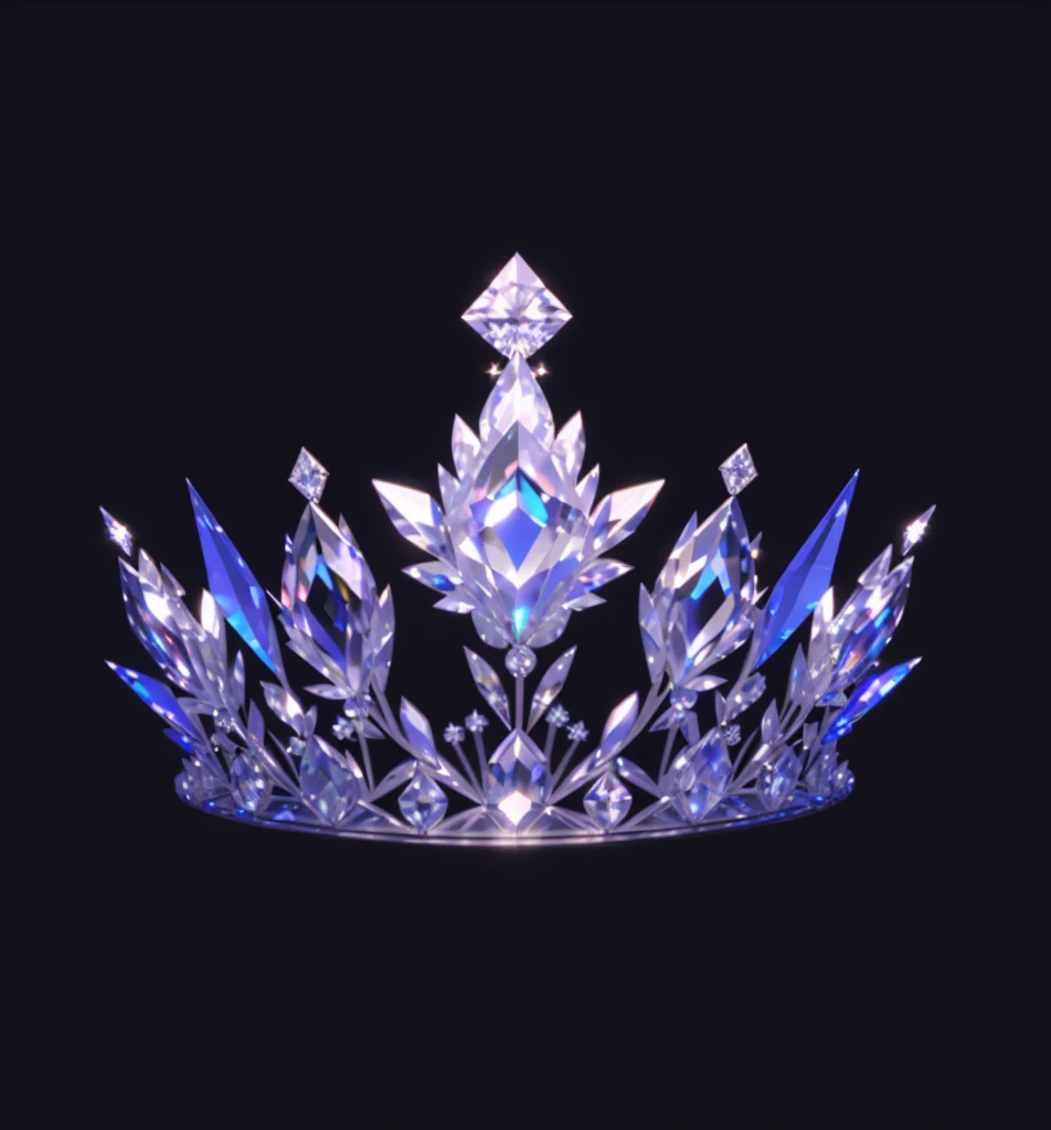 Diamond Crystal Jewel Crown icon, Sailor Moon style,ui design,Diamond crystal, Intricate headwear,Brilliant and elegant,minimalist luminous, white background, isometric Ul interface with 3d elements, 3d rendering, hologram, high detail, gad rays, c4d, 8k，