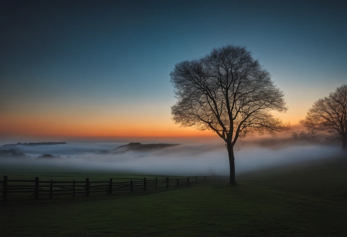 Ride the wind，Cloud fog，in the early morning