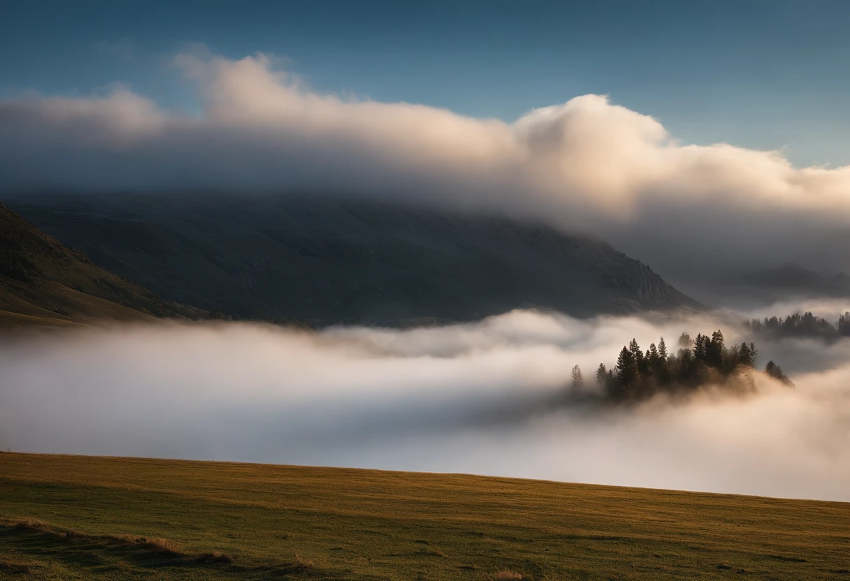 Ride the wind，Cloud fog，in the early morning
