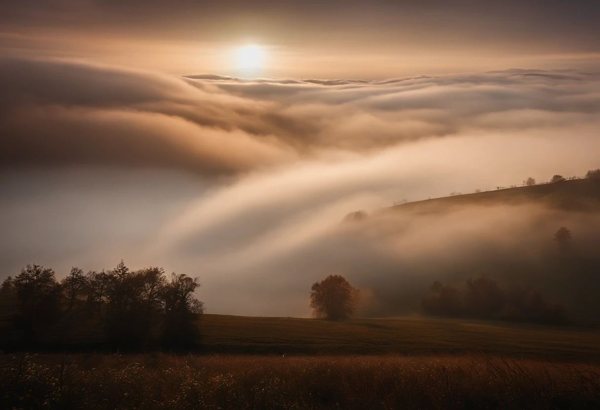 Ride the wind,Cloud fog,in the early morning