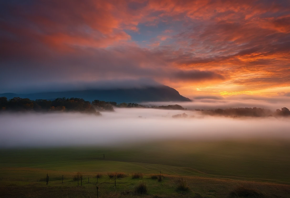 Ride the wind,Cloud fog,in the early morning
