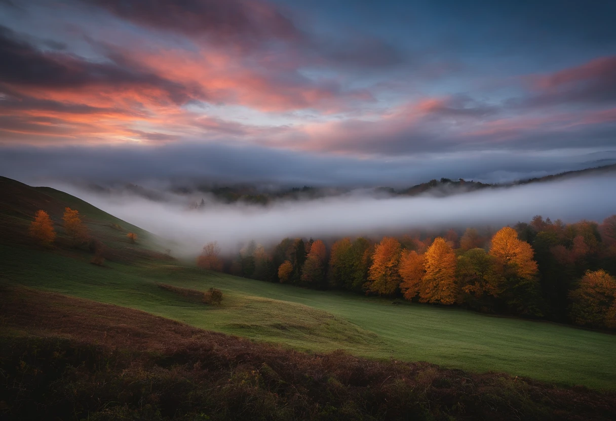 Ride the wind,Cloud fog,in the early morning