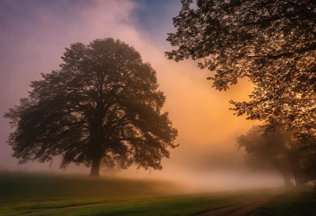 Ride the wind,Cloud fog,in the early morning