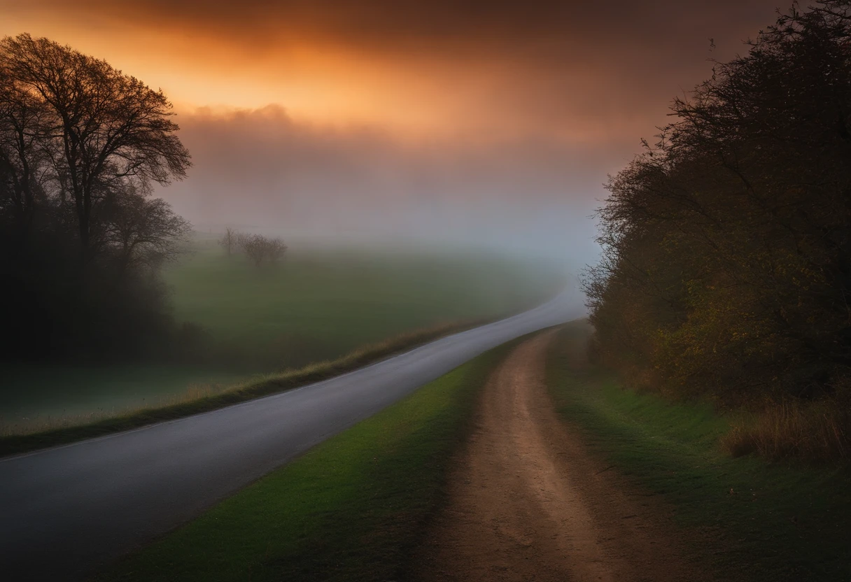 Ride the wind，Cloud fog，in the early morning
