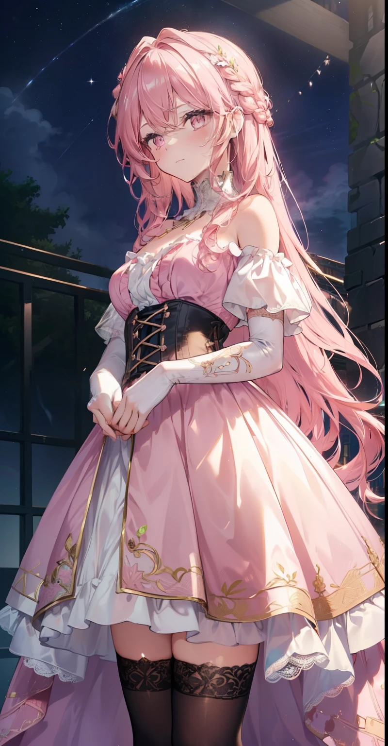 A woman in a pink dress standing in front of a window - SeaArt AI