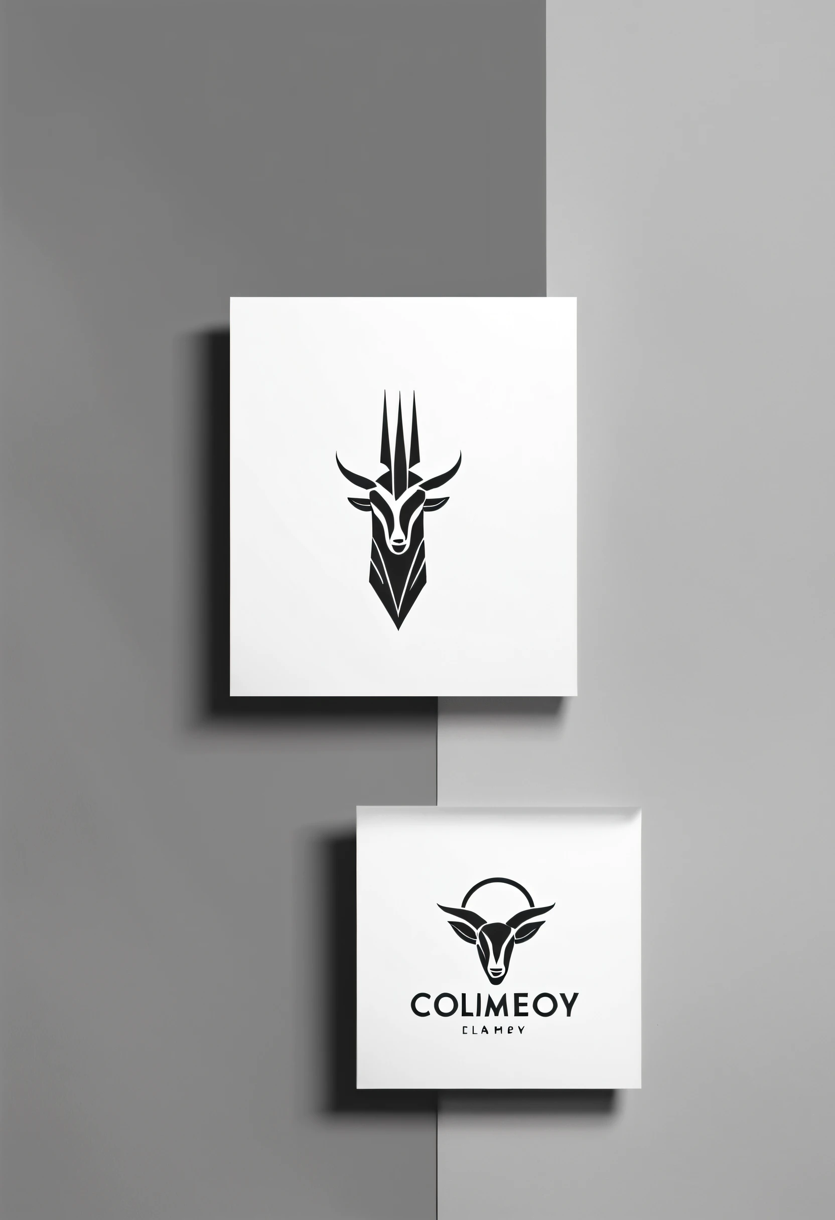 A sleek and minimalist goat logo, with clean lines and a monochromatic color scheme, perfect for a modern and sophisticated brand.
