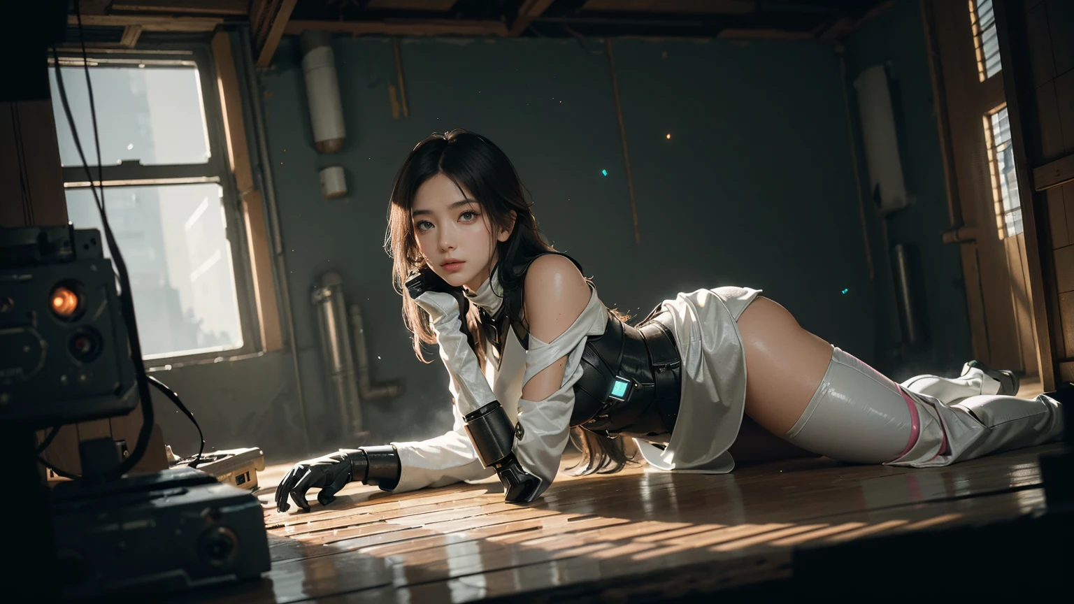 ((Best quality)), ((tmasterpiece)), (The content is very detailed: 1.3), 3D, shitu-mecha, In the ruins of forgotten war cities,Beautiful cyberpunk woman with her pink mecha, Ancient technology , HighDynamicRange (HighDynamicRange), ray traycing, NVIDIA RTX, Hyper-Resolution, Unreal 5, sub surface tering, PBR textures, Post-processing, Anisotropy Filtering, depth of fields, maximum definition and sharpness, Many-Layer Textures, Reflectance and specular maps, Surface Coloring, Accurately simulate the intelight with materials, proporções perfeitas, Octagon rendering, Two-tone lighting, Low ISO, White balance, the rule of thirds, largeaperture, 8K original, High efficiency sub-pixel, sub-pixel convolution, Luminous Particle, Light scattering, dinl effect (Full body lesbian), (exquisitl features), (It's a perfect face), dynamic angle.