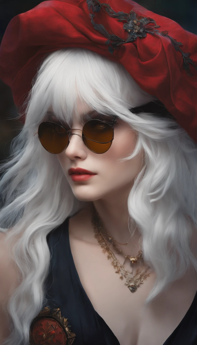 A white-haired girl wearing an eye patch