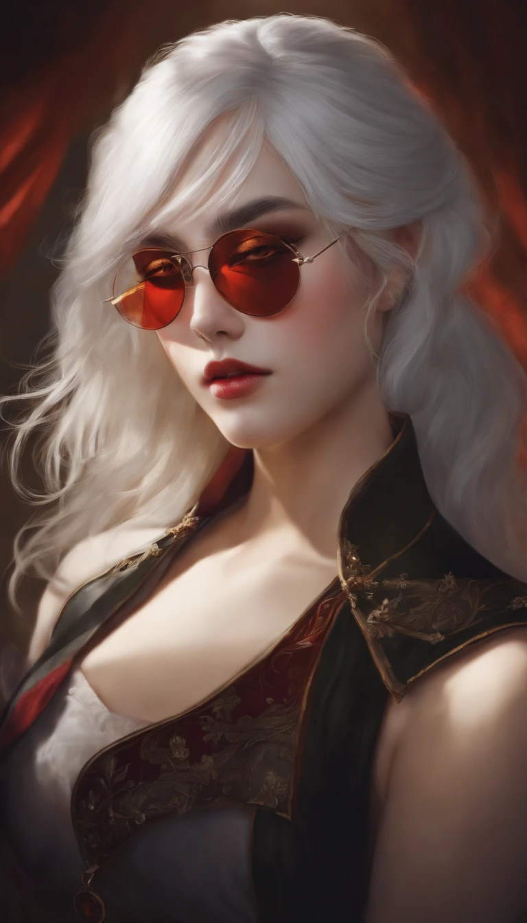 A white-haired girl wearing an eye patch