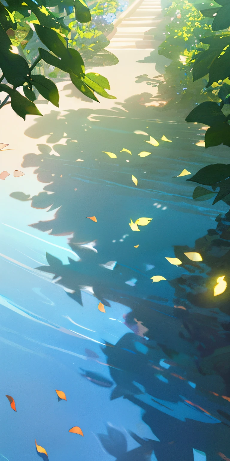 Masterpiece, best quality, (very detailed CG unity 8k wallpaper) (best quality), (best illustration), (best shadows) Nature&#39, blue sea,delicate leaves petals of various colors falling in the air light Tracking, super detailed , no human --v6
