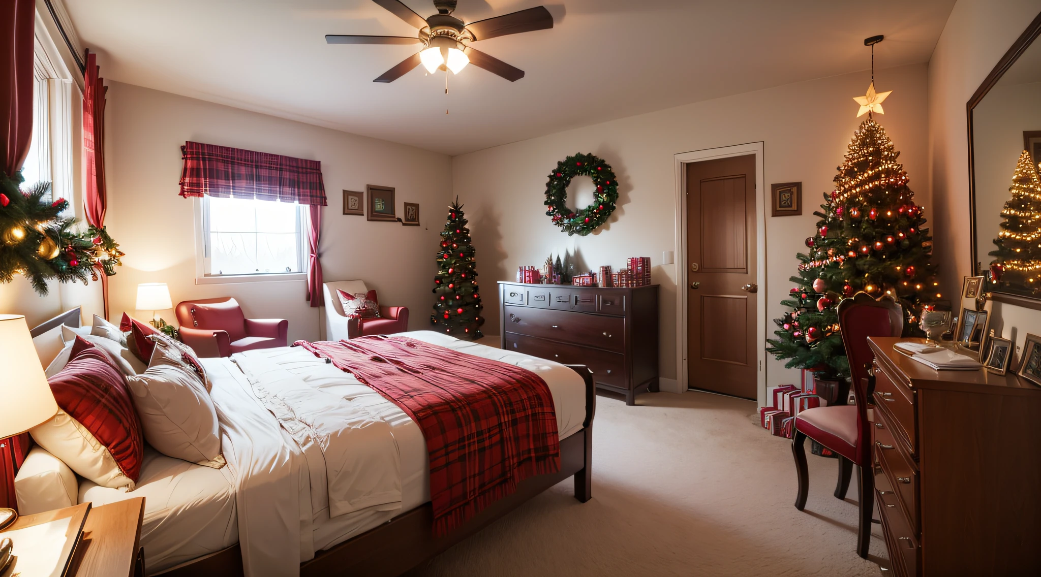 Room decorated for Christmas