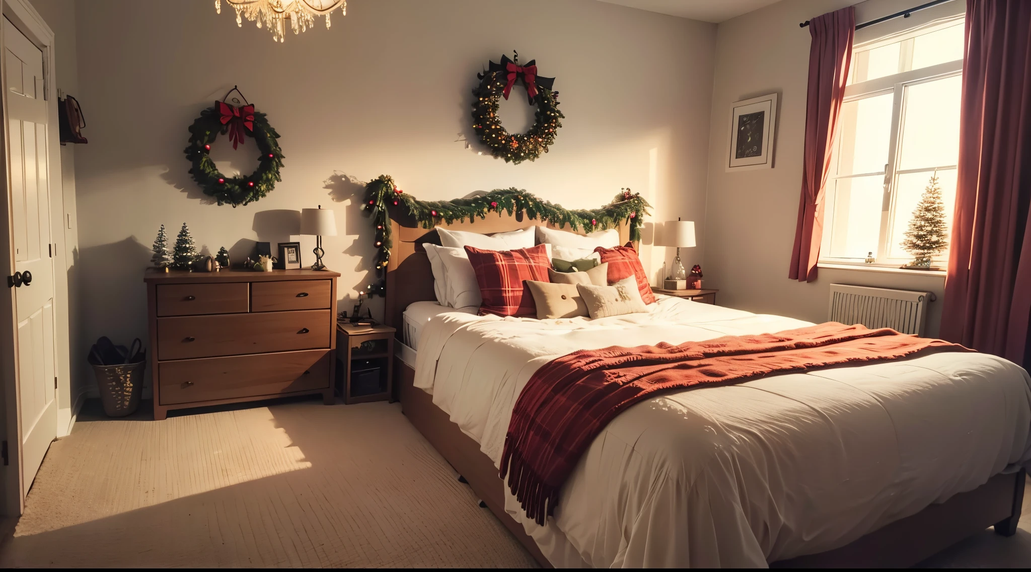 Room decorated for Christmas