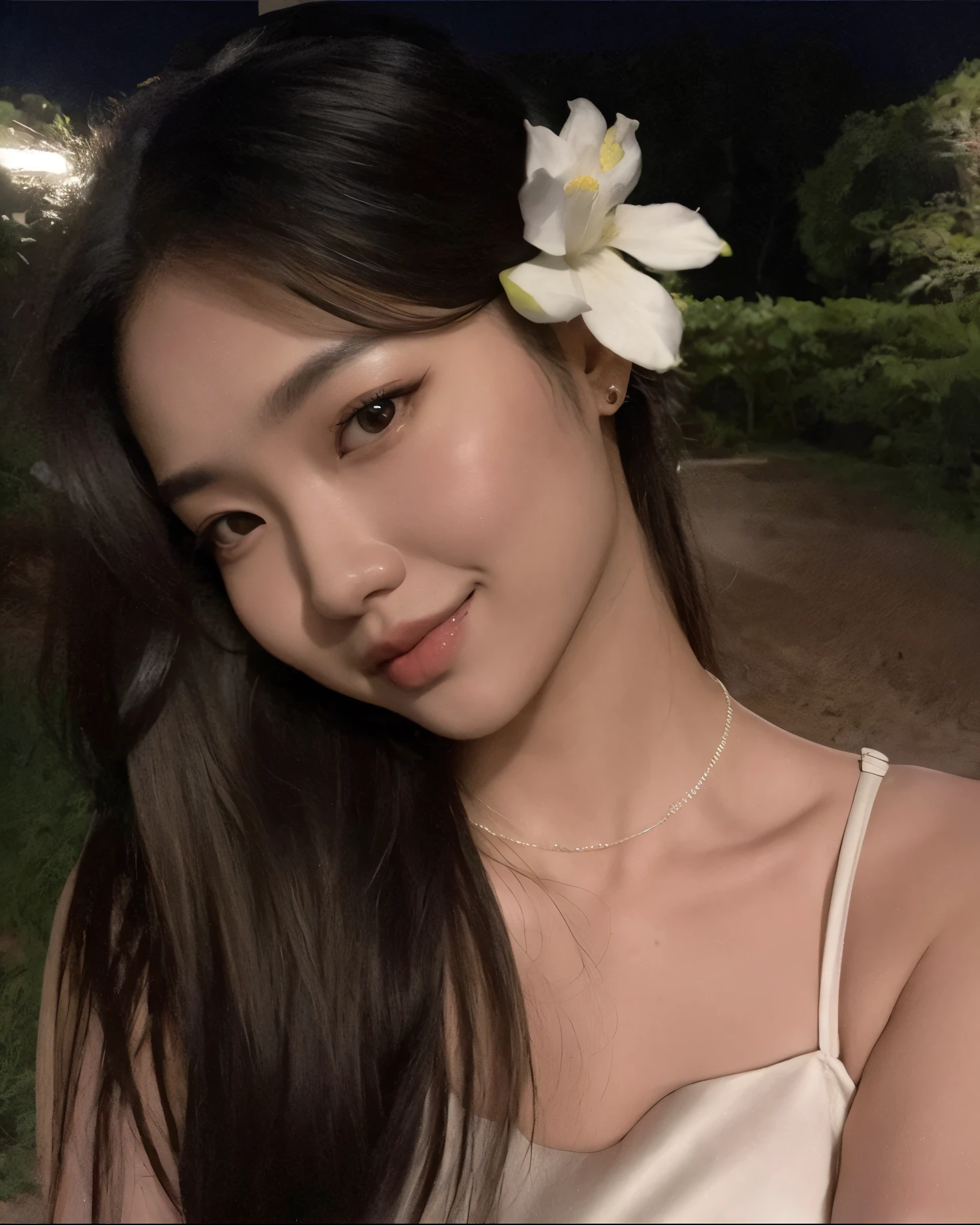 mulher com uma flor no cabelo posando para uma foto, jennie blackpink, Lalisa Manobal, Wenfei Ye, a young asian woman, Jaeyeon Nam, gemma chen, Xintong Chen, young asian girl, Heonhwa Choe, Xision Wu, Gongbi, menina coreana, young cute wan asian face, foto de perfil headshot