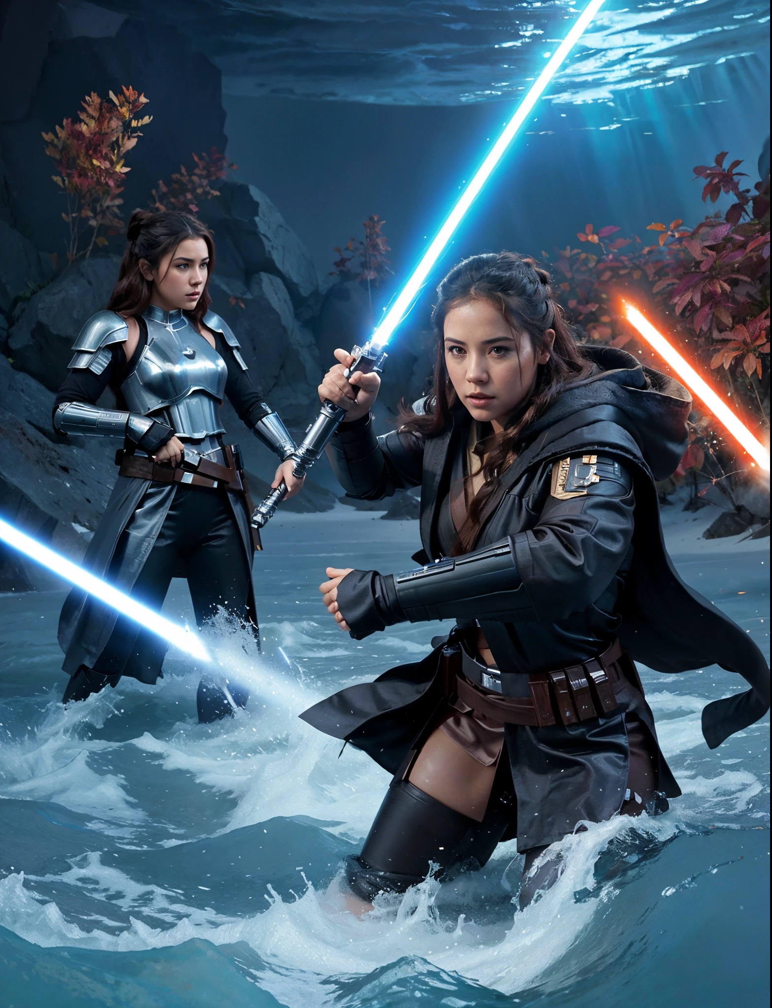 luke lei lei lei y ana ana en star wars el despertar de la fuerza, Fondo de pantalla de Cal Kestis Lightsaber, Charlie Bowater y Mark Brooks, Arte clave, Arte promocional, promo art, Fan Art, Arte CG, rey, Teaser de Jedi Fallen Order, sosteniendo un sable de luz. Arte de salpicaduras, Sosteniendo el sable de luz 4K, sin texto, Jedi, por John La Gatta