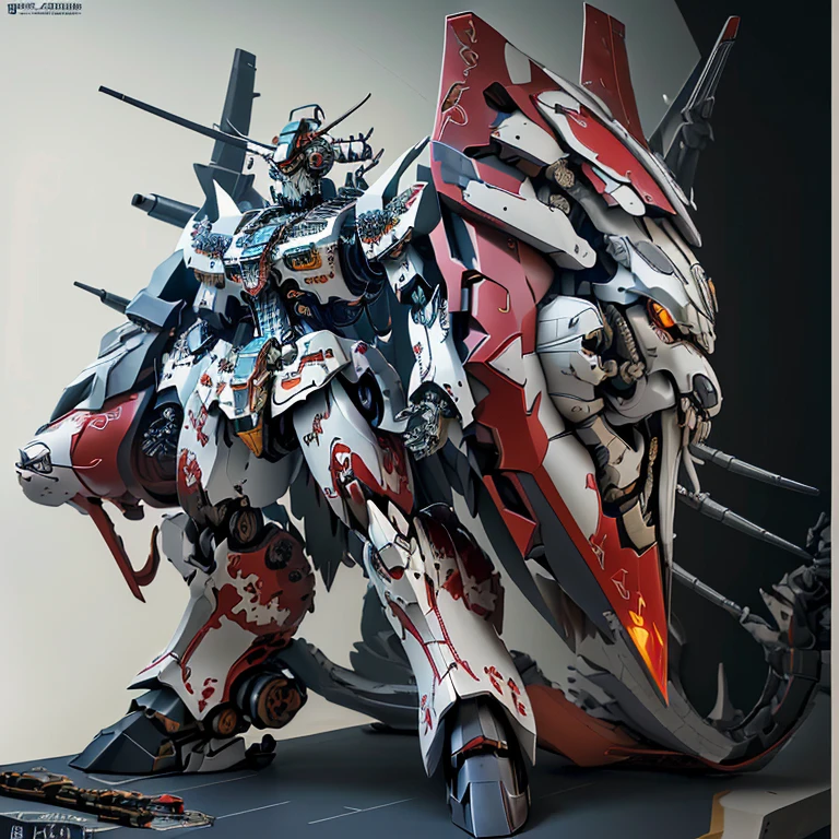A high resolution,HighestQuali,illustratio,ultra - detailed,Some characteristics of aircraft carrier mechas,frigate,Aircraft carrier characteristics,8K,k hd,Basic characteristics of the ship,Machine armour wind,succinct,Handsome,Be on one's high horse,Chinese style,Chinese dragon style,The turret is mounted on the mecha,The back side of an airplane wing acts as an airfoil,Robots are mainly red,Partly yellow