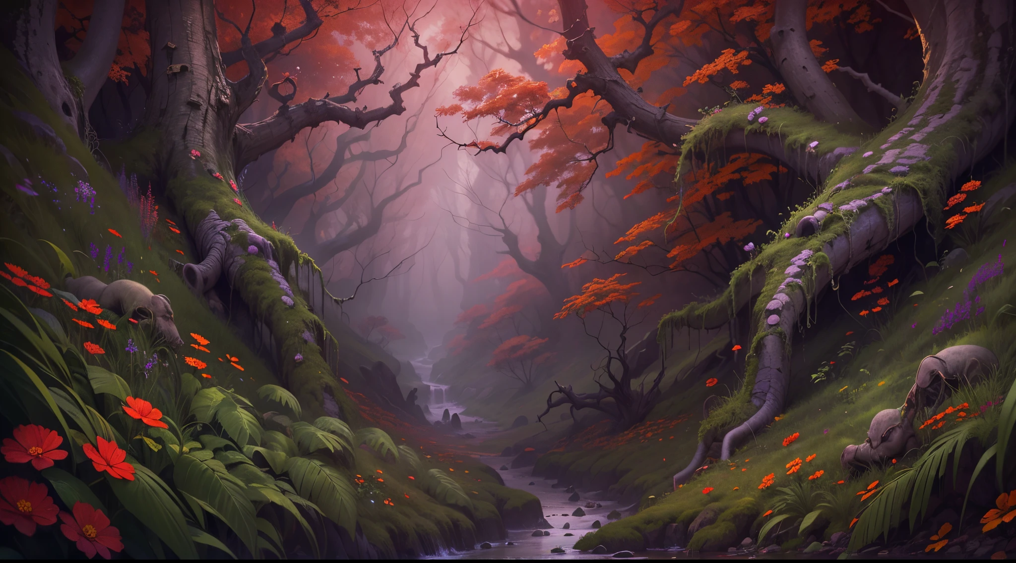 (best quality,4k,8k,highres,masterpiece:1.2),ultra-detailed,realistic:1.37,portraits,landscape

In this terrifyingly beautiful landscape, a misty morning blankets the scene, setting an eerie atmosphere. The view is filled with an abundance of dense vegetation, including predatory flowers and poisonous plants. These plants possess vibrant and sinister colors, adding to the sense of danger and horror. The air is heavy with moisture, creating an atmosphere of decay and mold.

Amidst the haunting scenery, there are detailed portraits of eerie creatures hidden within the landscape. These portraits capture the essence of fear, with their twisted and contorted features. Each face expresses a different level of terror, as if they have witnessed unspeakable horrors.

The colors in this artwork are vivid and unsettling, with a focus on deep, dark tones. The color palette includes shades of crimson red, poisonous green, and ominous purple, intensifying the overall disturbing atmosphere.

To enhance the overall quality of this unique artwork, please ensure the image is in the best quality, such as 4k, 8k, or high resolution. The level of detail should be ultra-detailed, resembling real-life, and bordering on photorealism. The final result should be a masterpiece that captivates and unsettles its viewers.

The artistic style of this piece can be described as a combination of portraits and landscape. The portraits of the creatures are both horrifying and captivating, while the landscape serves as a backdrop for the eerie atmosphere. This juxtaposition creates a sense of unease and intrigue, making the artwork truly unforgettable.