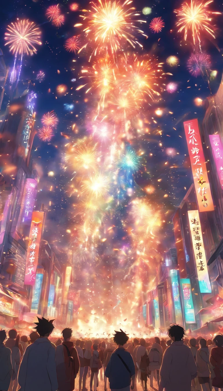 fireworks festival in china;Crowds in a prosperous city