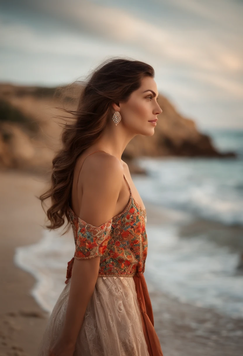 a beautiful eastern european woman on a beach in spain