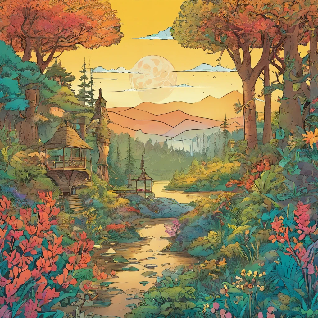 Magical forest with extremely sharp and rich details「Search and search」Create style illustrations. Make sure your scene is filled with intricate details, Vibrant colors, and realistic texture. Includes 20 Mystical Creatures, [number] magic object, 50 surprising elements that stand out. For an engaging experience、Emphasizes high levels of detail and visual richness.