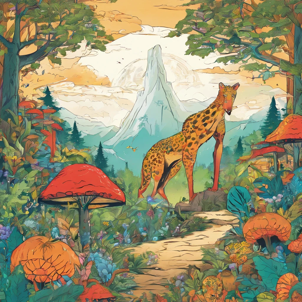 Magical forest with extremely sharp and rich details「search and search」Create a style illustration. Make sure your scene is filled with intricate details, Vibrant colors, Realistic texture. Contains 20 different mystical creatures, [number] magic object, 50 surprising elements that stand out. for a fascinating experience、Emphasizes high levels of detail and visual richness.
