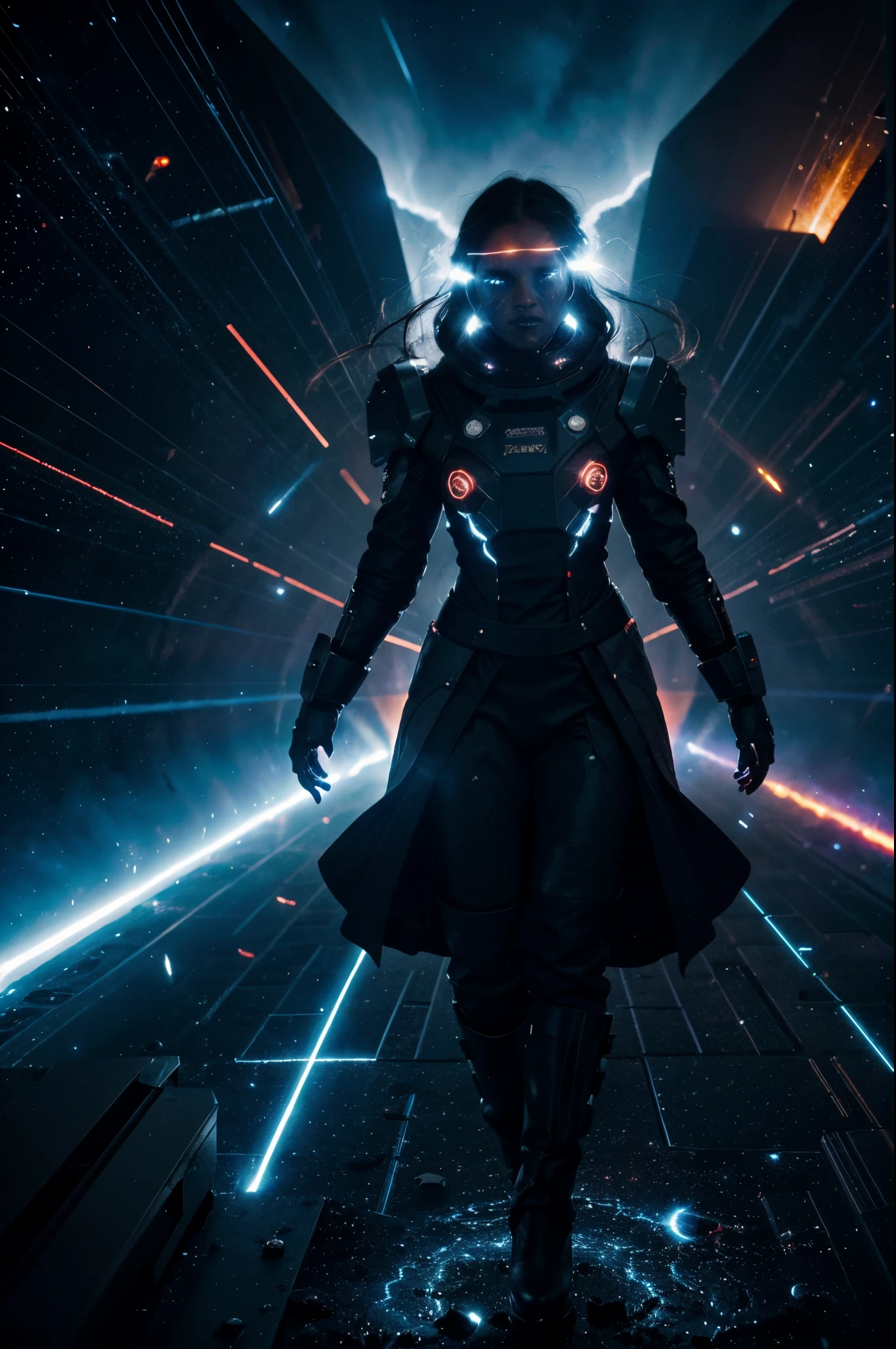 going through the scorching center of a space nebula, static, electricity, fire, explosions, danger, space travel, darkness of space, lightning, stars, Arora, shockwave, luminescents, blue-black star ship, swirling patterns, churning, twirling, fear, screams, lacewings, dragons, 64k resolution,