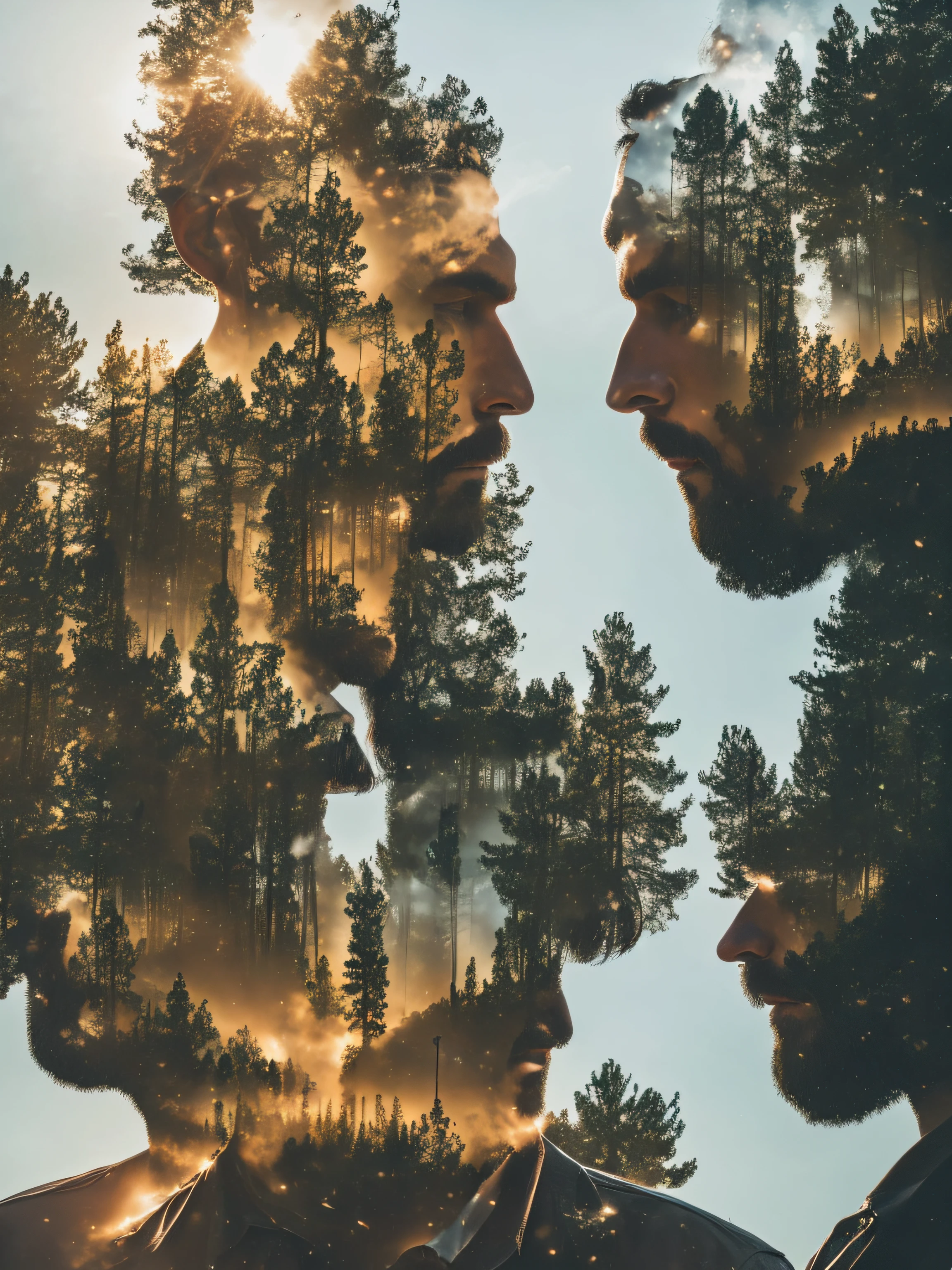 incredible double exposure photography, Nikon d850, ISO 100, photorealestic, Florian Imgrund, Oliver Morris, Dan Mountford, Pakayla Bean, higly detailed, Best Quality