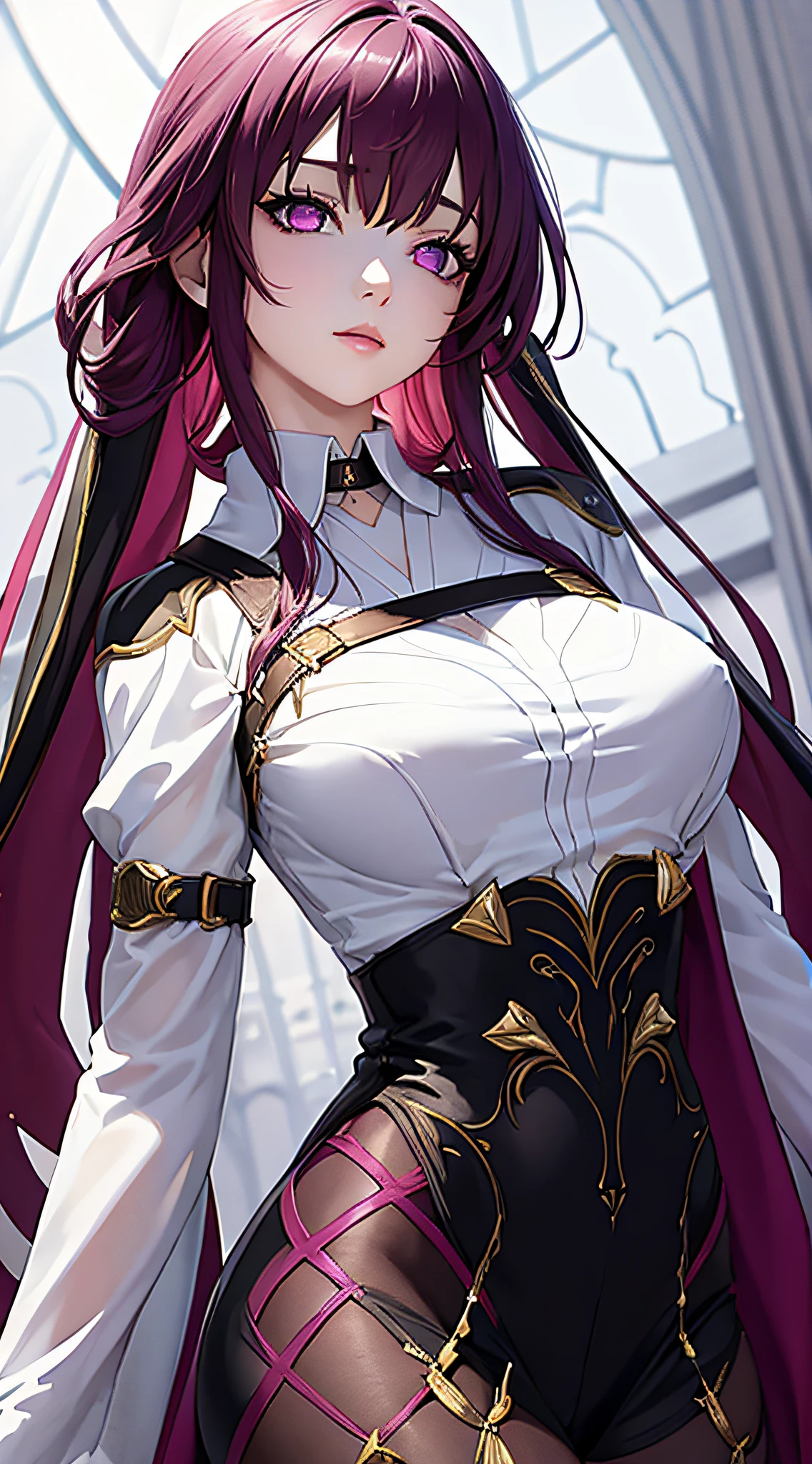 a few girls in nobility fantasy dress (masterpiece), best quality , expressive eyes, perfect face, full body, standing, shade detail, purple eyes, purple hair