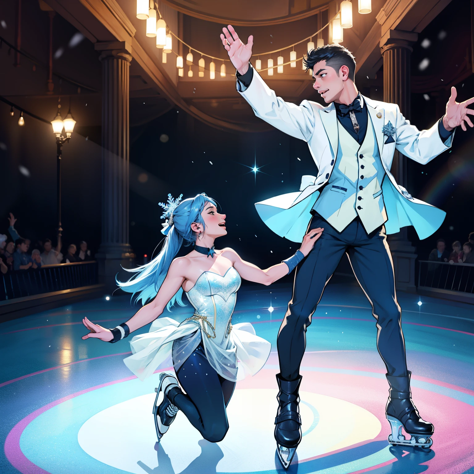 Ice, snowman, gay couple skating, dance challenge, "show" ADO USJ