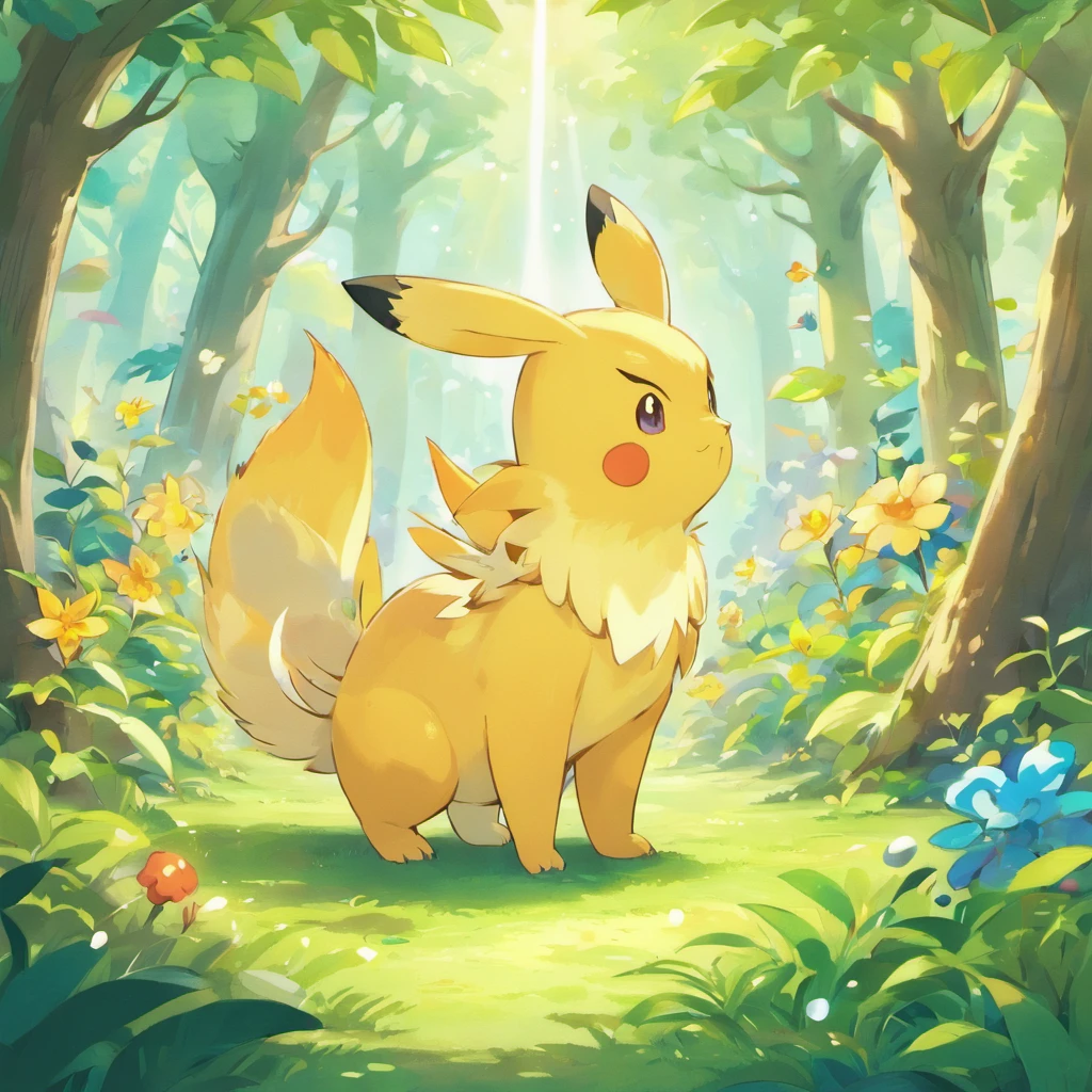 Magical forest with extremely sharp and rich details「search and search」Create a style illustration. Make sure your scene is filled with intricate details, Vibrant colors, Realistic texture. Contains 20 different mystical creatures, [number] magic object, 50 surprising elements that stand out. for a fascinating experience、Emphasizes high levels of detail and visual richness.