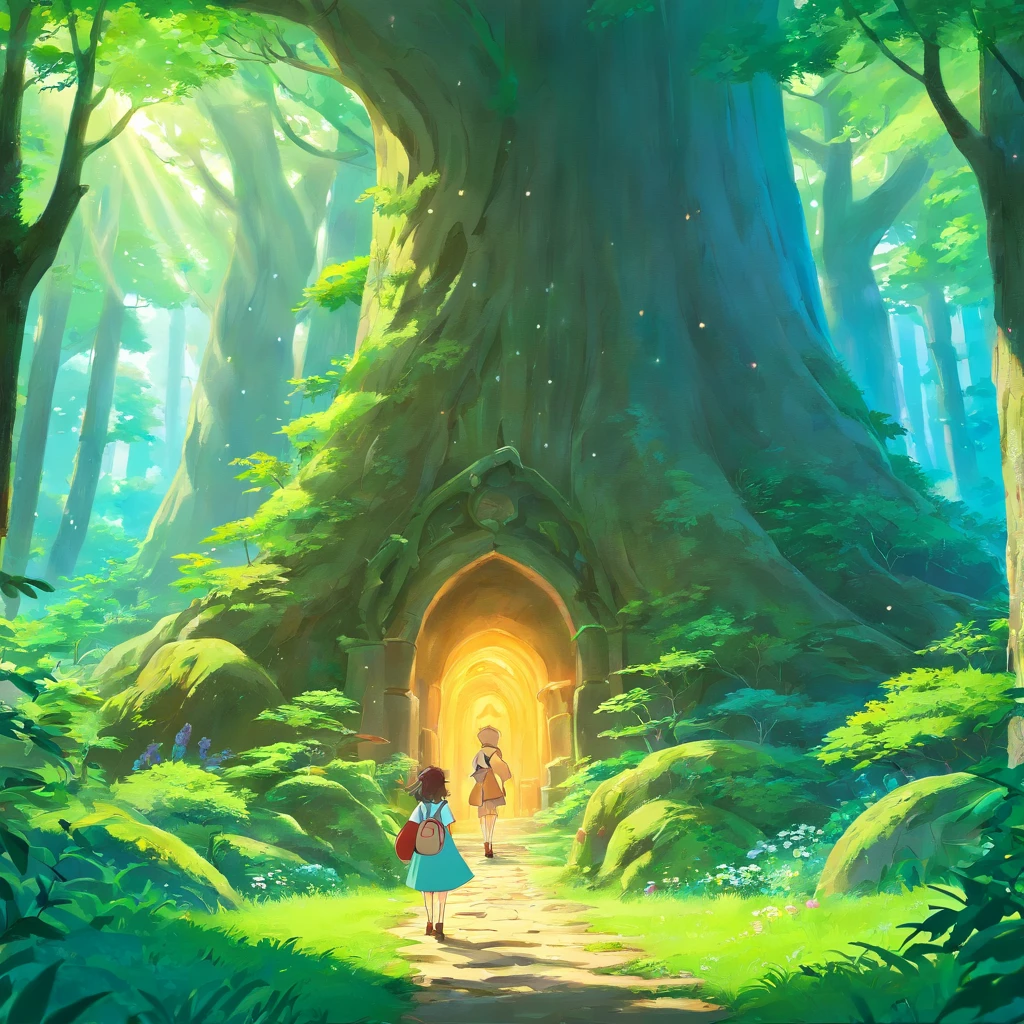 Magical forest with extremely sharp and rich details「search and search」Create a style illustration. Make sure your scene is filled with intricate details, Vibrant colors, Realistic texture. Contains 20 different mystical creatures, [number] magic object, 50 surprising elements that stand out. for a fascinating experience、Emphasizes high levels of detail and visual richness.