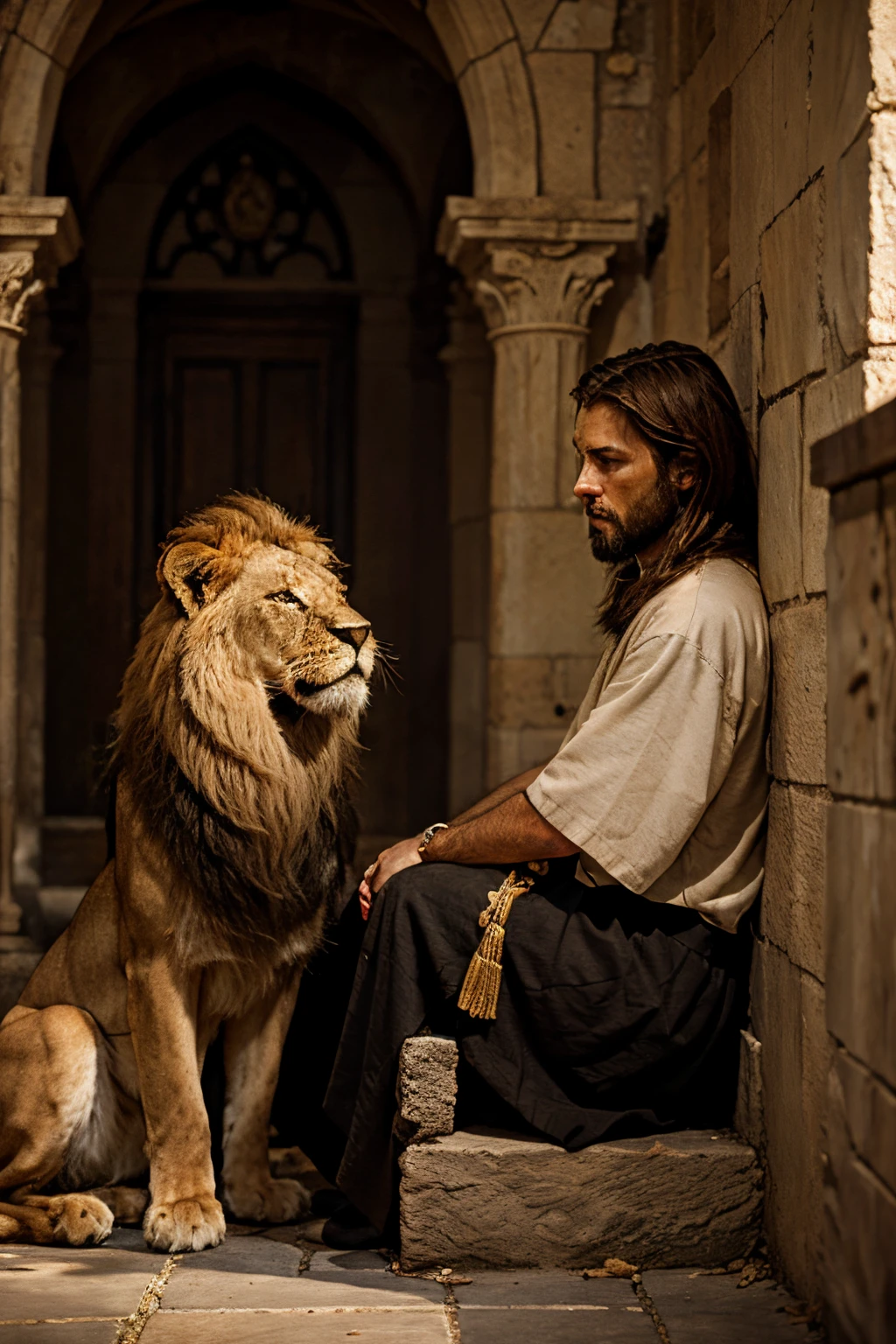 an image based on the bible Jesus and a lion
