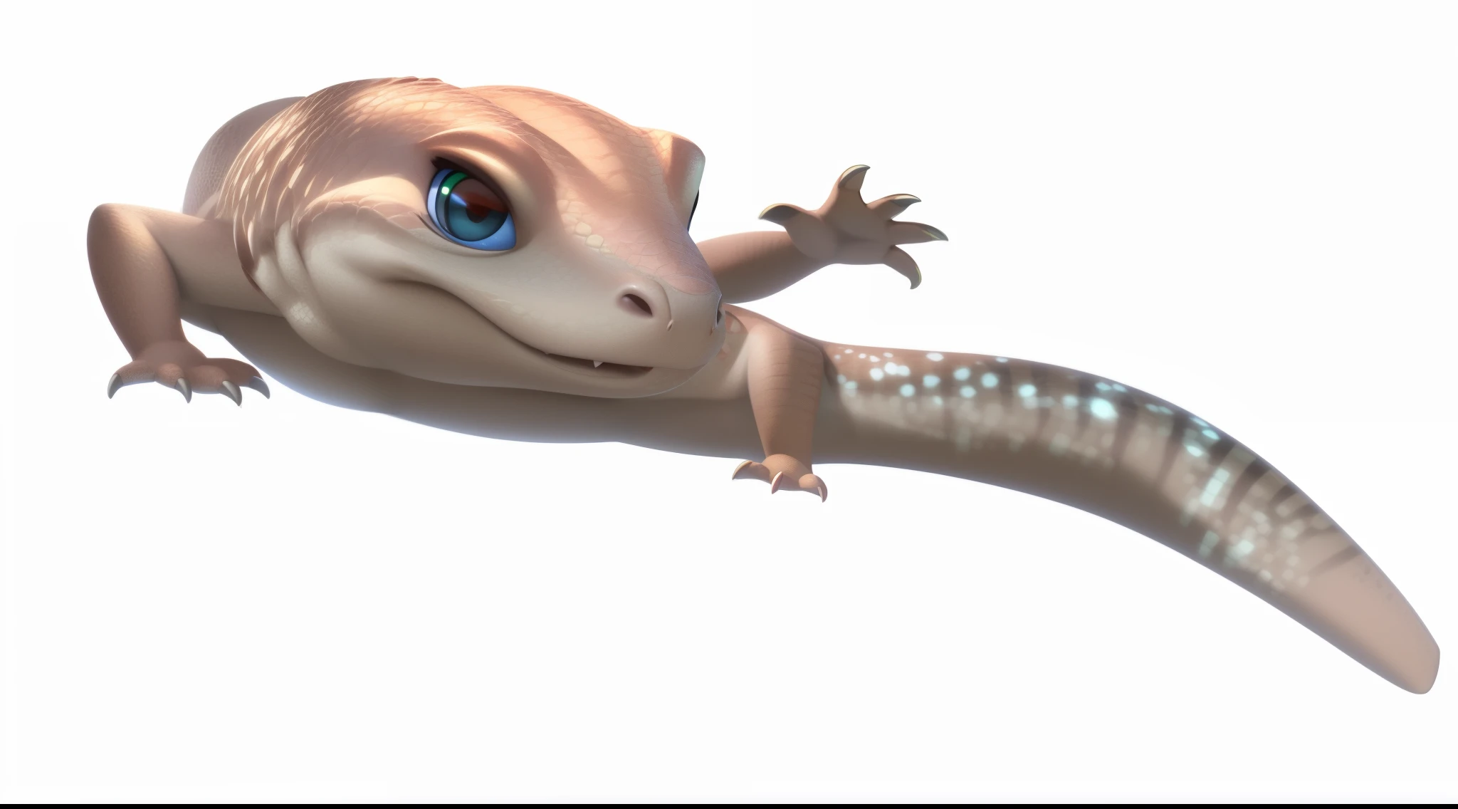 Cute lizard，waving claws，Produced by Pixar,c4d，tmasterpiece，super detailing，best quality best quality，luring，k hd，Cute big breasts，