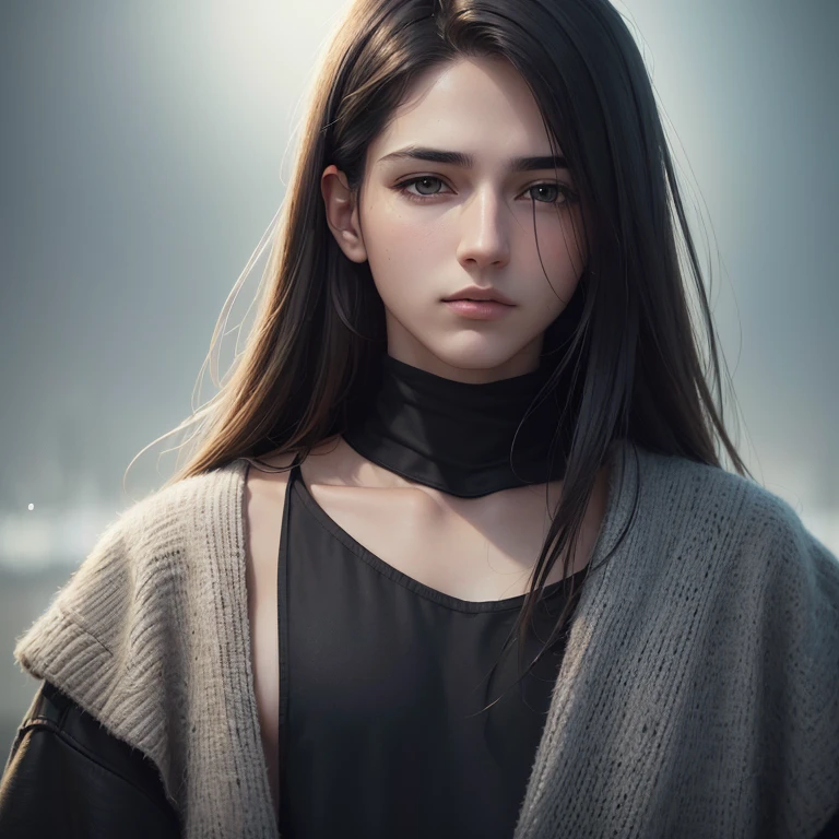 (Best quality digital art digital illustration 4k high resolution, beautiful images, too detailed images. perfect lines soft light night environment Gentle zoom perfect face) (1:1 realistic) (Neutral color HDR 1.4) Adult male 25 years old (expressionless black eyes) Hair, medium black, modern clothes, dystopia
