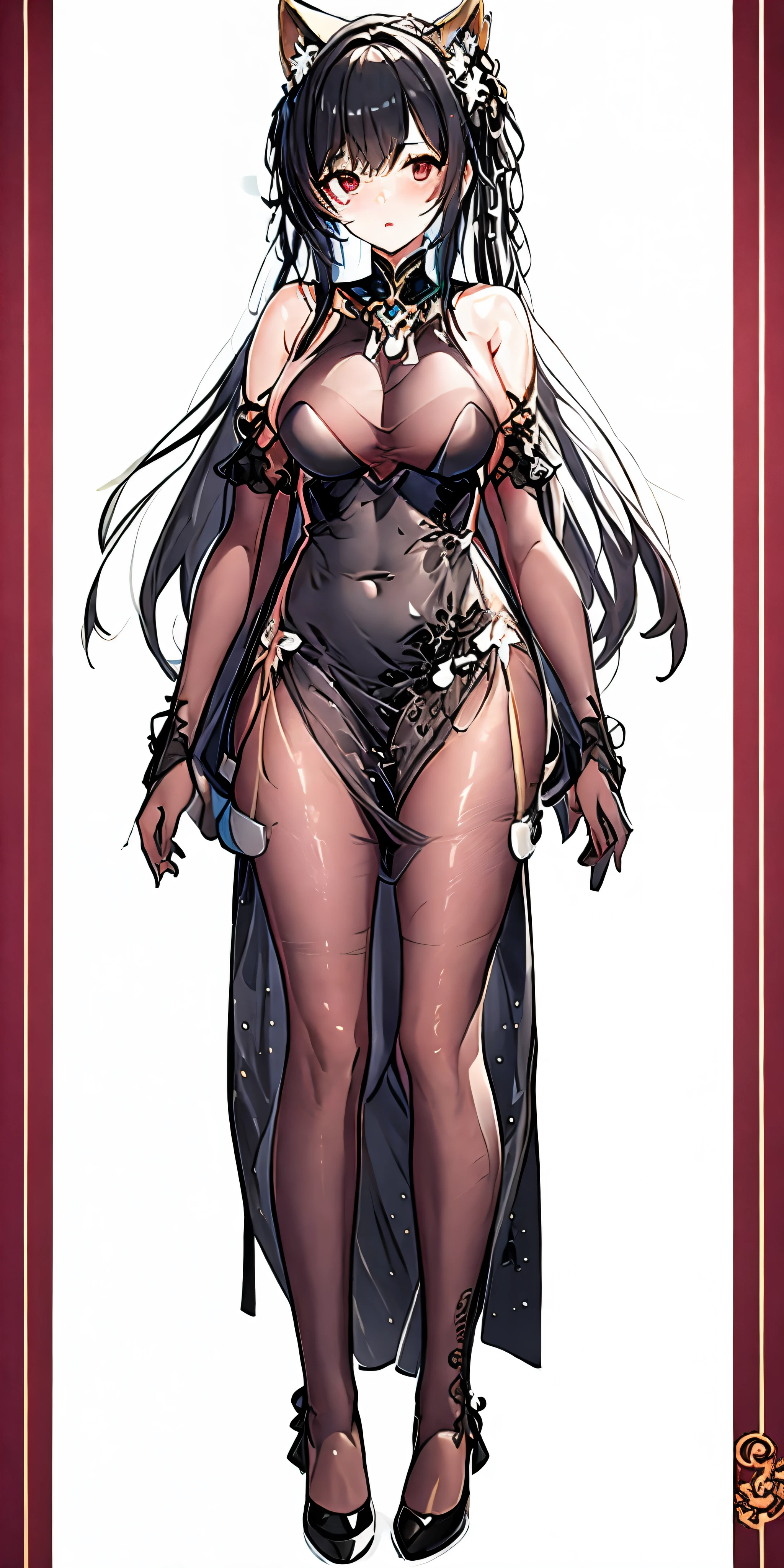 One in a white dress、Anime character of woman with cat ears, Cute anime waifu wearing nice clothes, White dress!! silber hair, azur lane style, Translucent liquid comes from《Azure route》videogame, in dress, 《Azure route》人物, from girls, clear outfit design, Anime full body illustration, white-haired god, Official character art