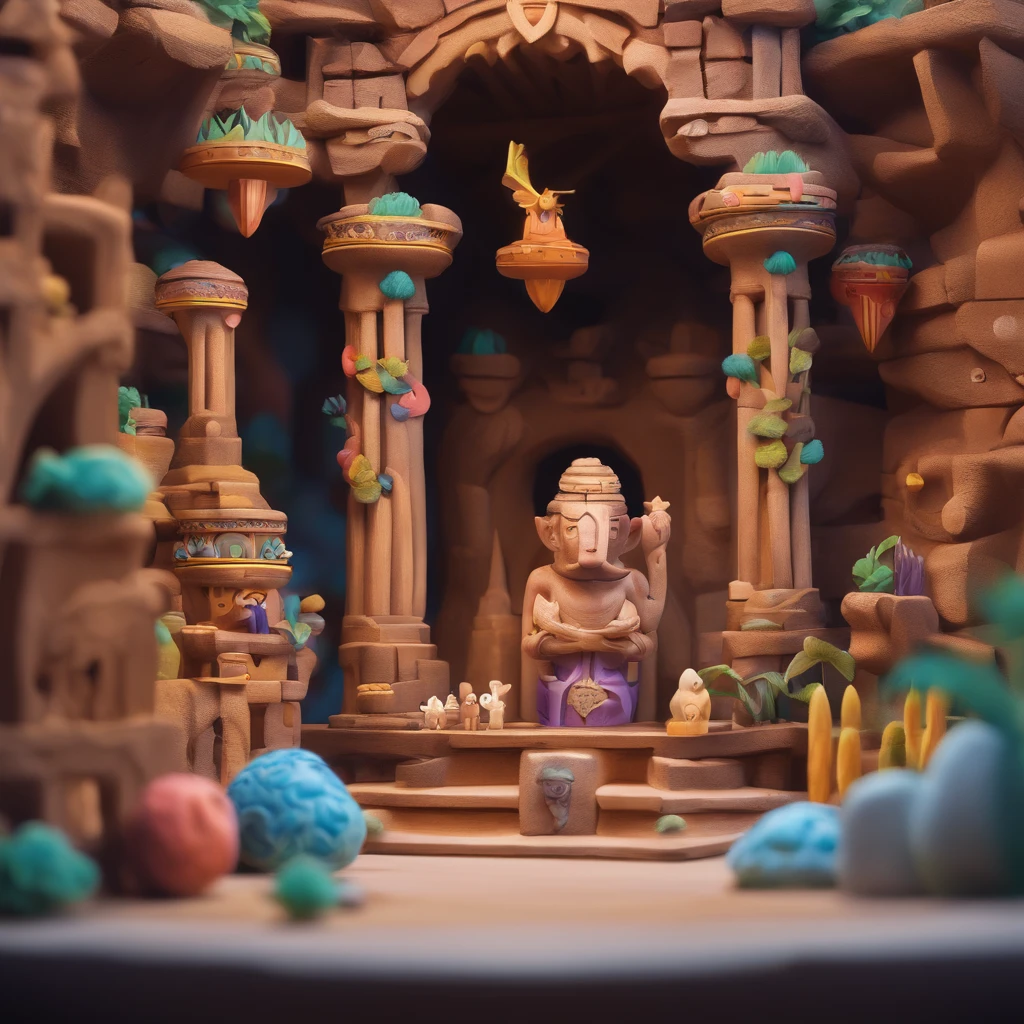 (Ruins)、Magical ruins with extremely sharp and rich details、「search and search」Create a style illustration. Make sure your scene is filled with intricate details, Vibrant colors, Realistic texture. Contains 20 different mystical creatures, [number] magic object, 50 surprising elements that stand out. for a fascinating experience、Emphasizes high levels of detail and visual richness.