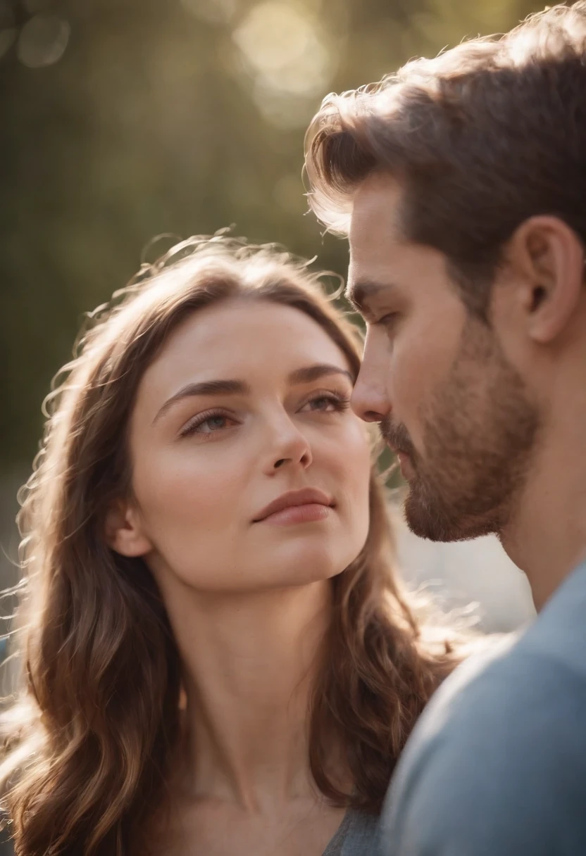 A young couple looking at each other