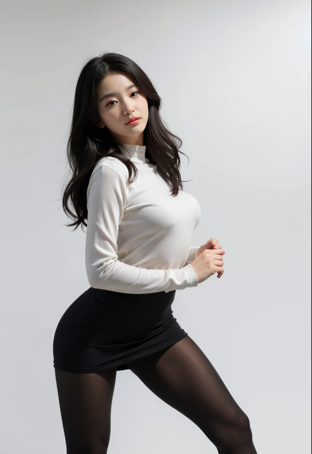 (RAW photogr, Best quality at best), (actual, 真实感:1.3), Watch the screen, Watch the camera lens, (huge tit:1.3), (Stylish clothing in many colors:1.3), (realisticlying:1.4),Extremely Delicately Beautiful, softlighting, (Brown hair, Shoulder-length straight hair swaying in the wind), Beautiful Meticulous Girl, (detailed finger), Extremely detailed eyes and face, beautiful detailed nose, 美丽细致的眼睛, 1 girl, korean people, Clean beauty, cute big breasts, 年轻, Formal shirts, trouser, (A half body:1.3), (mediuml breasts), Realistic face, Realistic body, amazing face and eyes, cosmetics, (extremely detailed beautiful face),