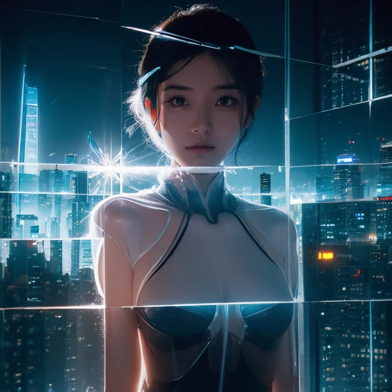 (Doubleexposure:1.5),cyber punk personage,The cities of the future,girl avatar girl,The science fiction dream in your head,matrix,Mechanical joints,dream,dream,Fusion,stealth,ultra-realistic realism