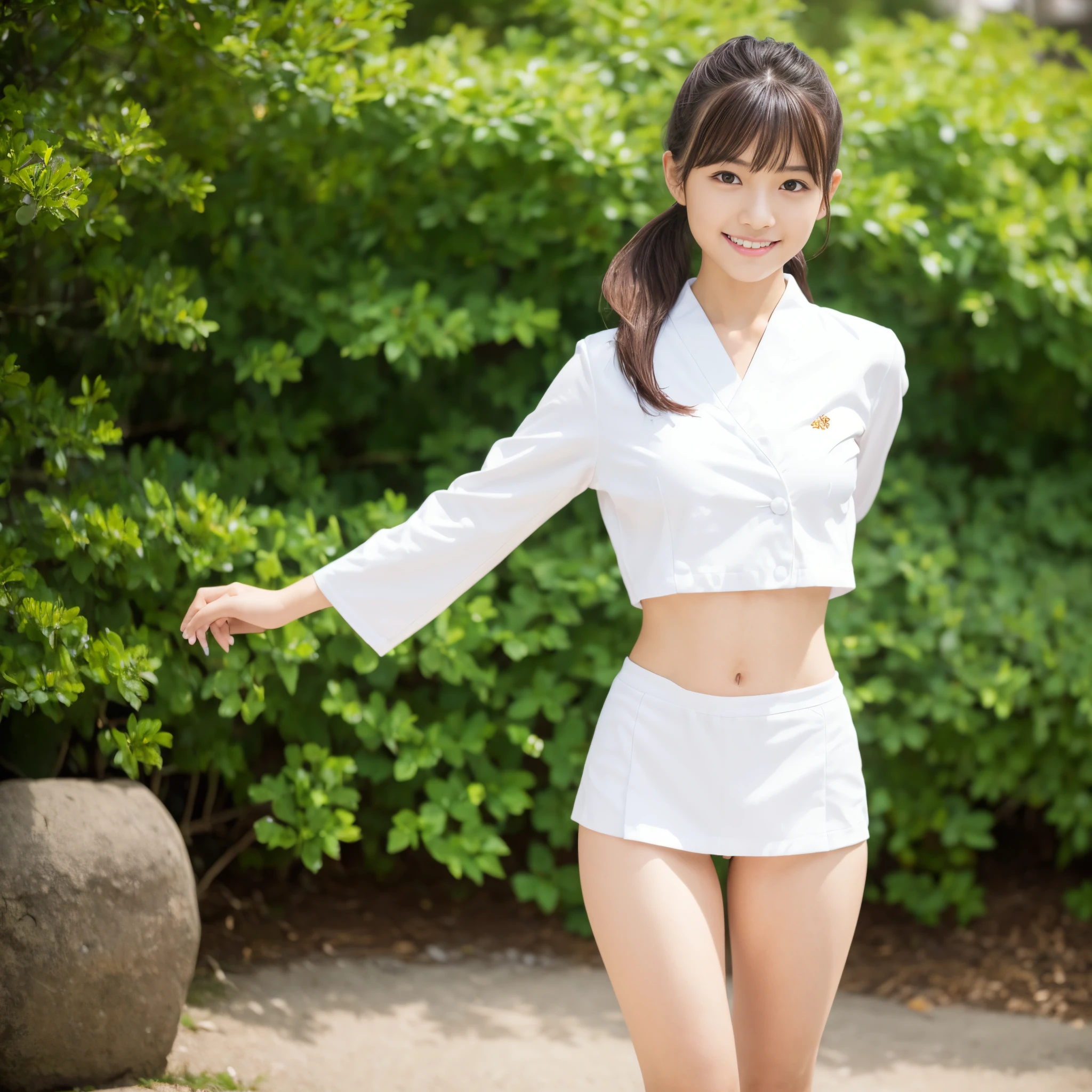 Close up portrait of woman walking in park in uniform、Japan Person Model、Young Sensual Gravure Idol、Young cute gravure idol、Realistic Young Gravure Idol、Realistic sensual gravure idol、Young gravure idols、sophisticated gravure idol、奈良美智、Young skinny gravure idol、beautifull asian girl ever、oppai、full body Esbian、clong legs、Flip up the skirt yourself、Show your pants、Skirt flipping、Turn it over yourself、Show your pants、white panties、Pubic hair shows through、Taking off pantie、Show panties in white panties、Putting Hands in Pantys、I'm masturbating、String bread、Pull up your skirt to show your panties、Exposed panties、white panties、String bread、A sexy(8k、RAW Photography、top-quality、masterpiece:1.2)、(realisitic、Photorealsitic:1.37)、ultra-detailliert、超A high resolution、Pioapple、1 girl in、(a smile:1.2)、beatiful detailed eyes、floting hair、bangss、Skin texture、narrow waists、slim waist、(Curve:0.4)、Belly buttons、the feet、电影灯光、profetional lighting、Thin face、a park、With the dog、stroll、looking to side